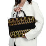 Gold And Black Thai Pattern Print Laptop Sleeve With Handle