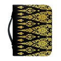 Gold And Black Thai Pattern Print Leather Bible Cover