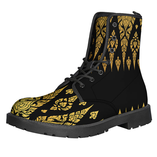 Gold And Black Thai Pattern Print Backpack