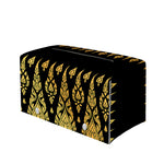 Gold And Black Thai Pattern Print Leather Tissue Box Cover