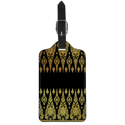 Gold And Black Thai Pattern Print Luggage Tag