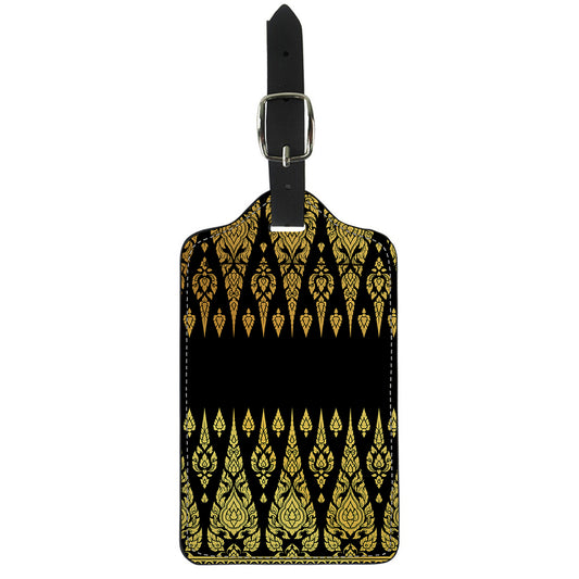 Gold And Black Thai Pattern Print Luggage Tag