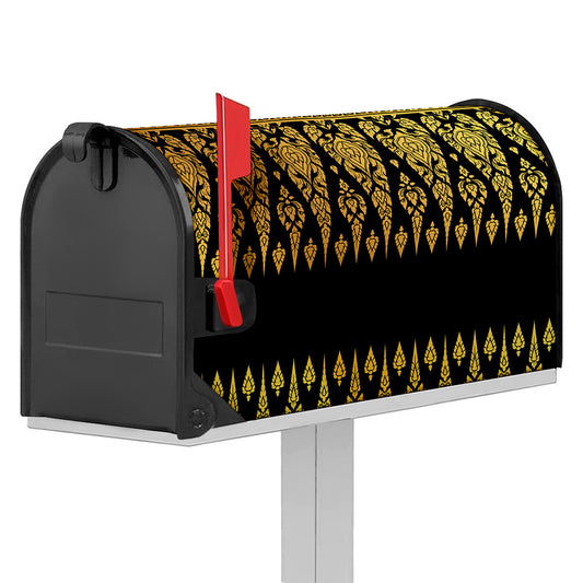 Gold And Black Thai Pattern Print Mailbox Cover