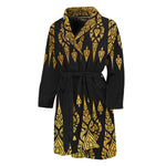 Gold And Black Thai Pattern Print Men's Bathrobe