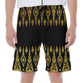 Gold And Black Thai Pattern Print Men's Beach Shorts