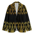 Gold And Black Thai Pattern Print Men's Blazer