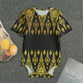 Gold And Black Thai Pattern Print Men's Bodysuit