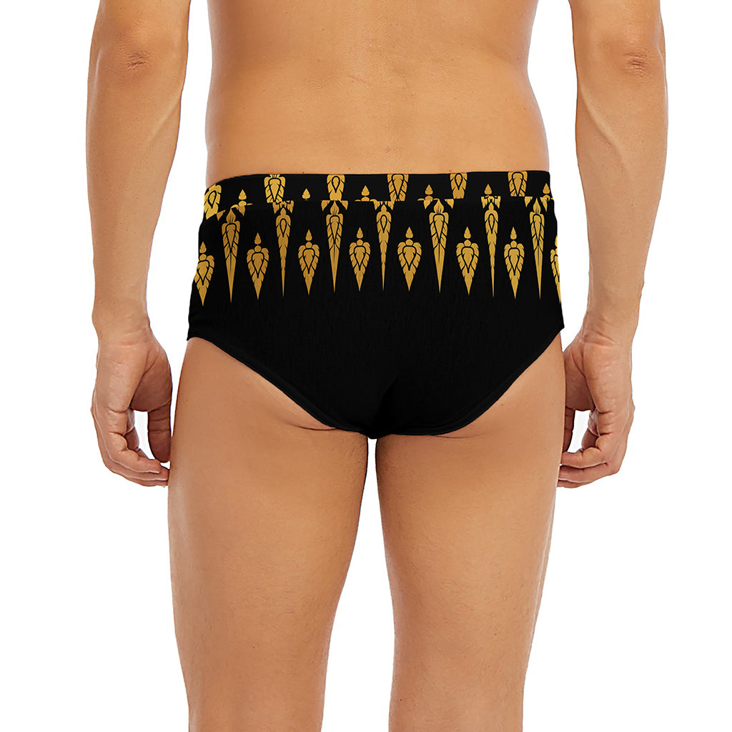 Gold And Black Thai Pattern Print Men's Briefs