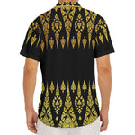 Gold And Black Thai Pattern Print Men's Deep V-Neck Shirt