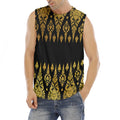 Gold And Black Thai Pattern Print Men's Fitness Tank Top