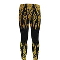 Gold And Black Thai Pattern Print Men's Leggings