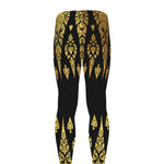 Gold And Black Thai Pattern Print Men's leggings