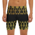 Gold And Black Thai Pattern Print Men's Long Boxer Briefs
