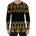 Gold And Black Thai Pattern Print Men's Long Sleeve T-Shirt