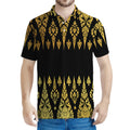 Gold And Black Thai Pattern Print Men's Polo Shirt