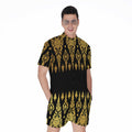 Gold And Black Thai Pattern Print Men's Romper