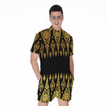 Gold And Black Thai Pattern Print Men's Rompers