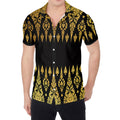 Gold And Black Thai Pattern Print Men's Shirt