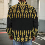 Gold And Black Thai Pattern Print Men's Shirt Jacket