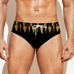 Gold And Black Thai Pattern Print Men's Swim Briefs