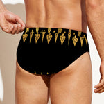 Gold And Black Thai Pattern Print Men's Swim Briefs
