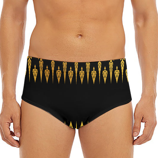 Gold And Black Thai Pattern Print Men's Triangle Swim Briefs