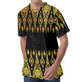 Gold And Black Thai Pattern Print Men's Velvet T-Shirt