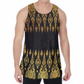Gold And Black Thai Pattern Print Men's Velvet Tank Top
