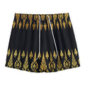 Gold And Black Thai Pattern Print Mesh Shorts