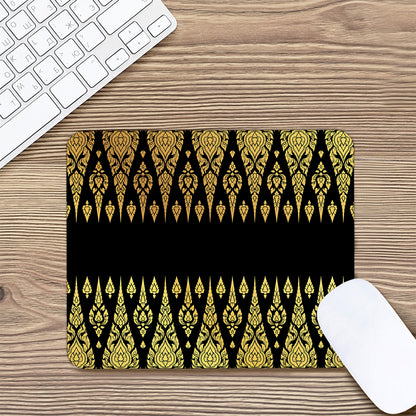 Gold And Black Thai Pattern Print Mouse Pad