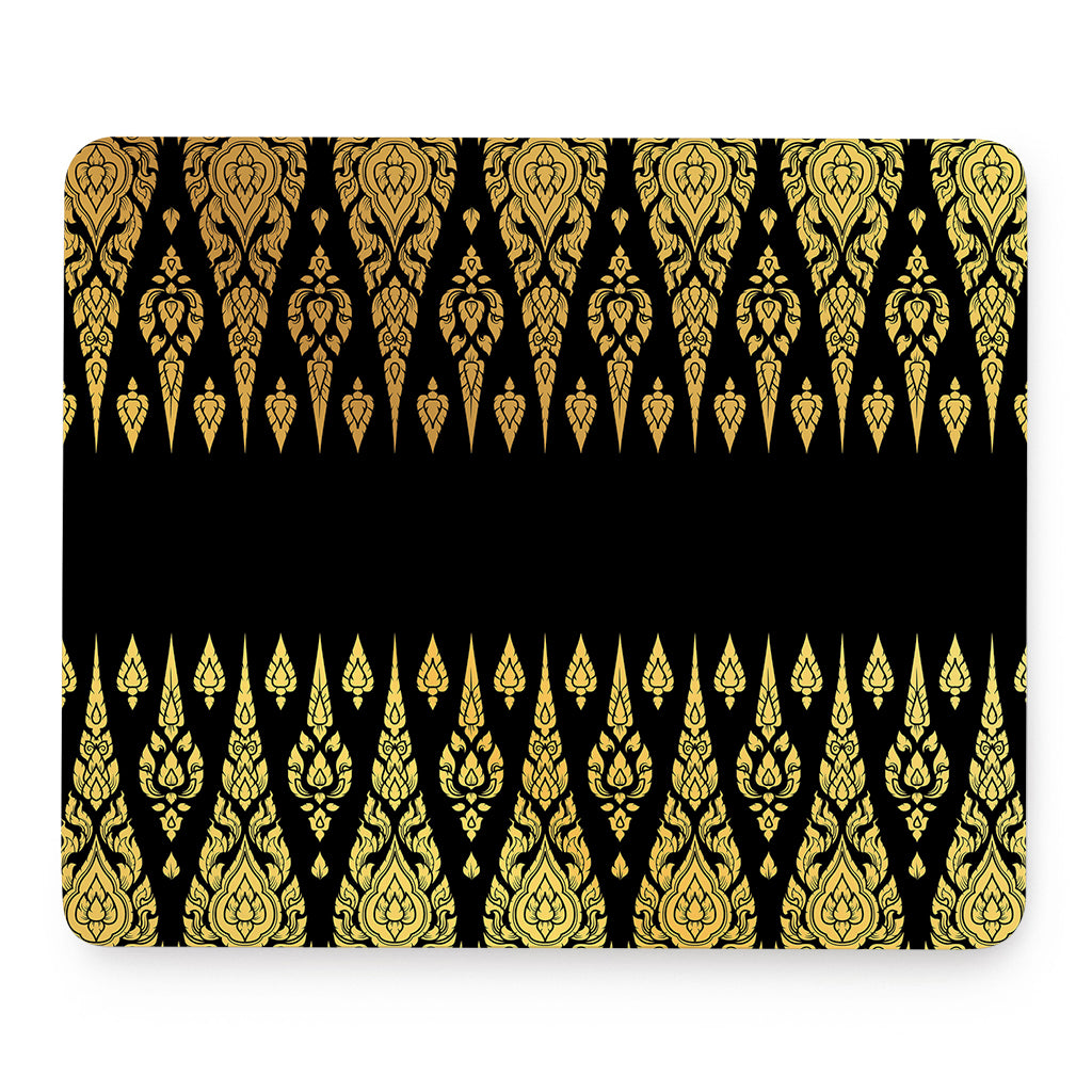 Gold And Black Thai Pattern Print Mouse Pad