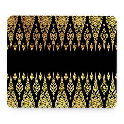 Gold And Black Thai Pattern Print Mouse Pad
