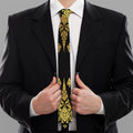 Gold And Black Thai Pattern Print Necktie