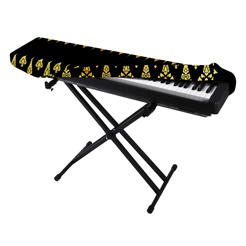 Gold And Black Thai Pattern Print Piano Keyboard Cover