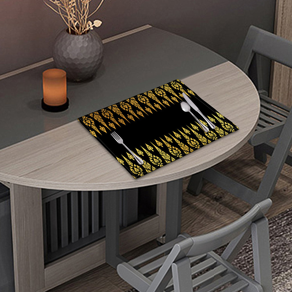 Gold And Black Thai Pattern Print Placemat