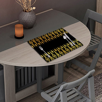 Gold And Black Thai Pattern Print Placemat