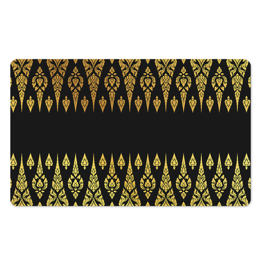 Gold And Black Thai Pattern Print Polyester Doormat