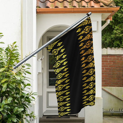Gold And Black Thai Pattern Print Polyester Flag