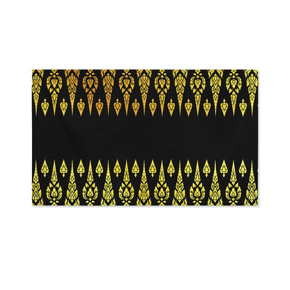 Gold And Black Thai Pattern Print Polyester Flag