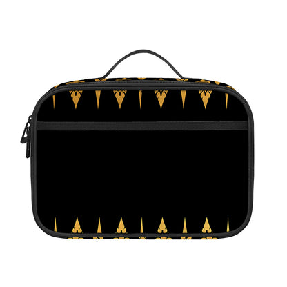 Gold And Black Thai Pattern Print Portable Lunch Bag