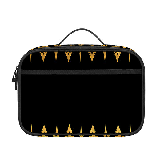 Gold And Black Thai Pattern Print Portable Lunch Bag