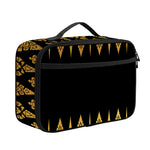 Gold And Black Thai Pattern Print Portable Lunch Bag