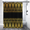 Gold And Black Thai Pattern Print Premium Shower Curtain