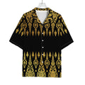 Gold And Black Thai Pattern Print Rayon Hawaiian Shirt