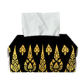 Gold And Black Thai Pattern Print Rectangle Tissue Box Cover