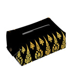 Gold And Black Thai Pattern Print Rectangle Tissue Box Cover