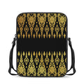 Gold And Black Thai Pattern Print Rectangular Crossbody Bag