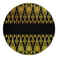Gold And Black Thai Pattern Print Round Blanket