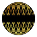 Gold And Black Thai Pattern Print Round Floor Mat