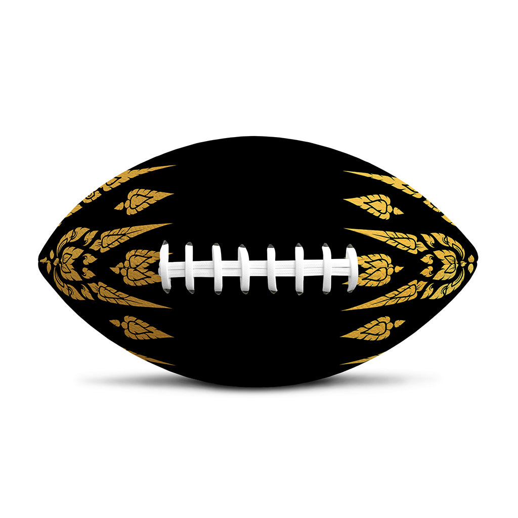 Gold And Black Thai Pattern Print Rugby Ball